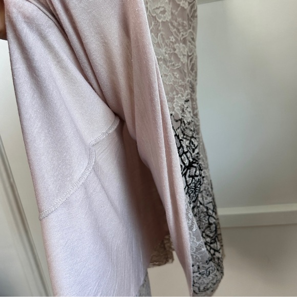 FREE PEOPLE Beige Oatmeal Lace Stretch Mini Dress Excellent Condition, Size L - Picture 14 of 16